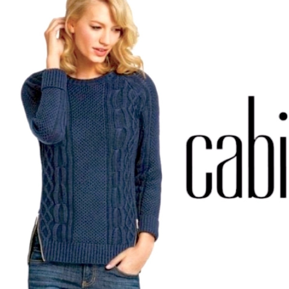 CAbi Women's Classic Navy Cable Knit Sweater